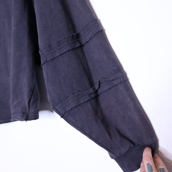 OLI & HALI Acid Wash Exposed Seam Sweatshirt Black Oversized Casual Women's M - Picture 9 of 13